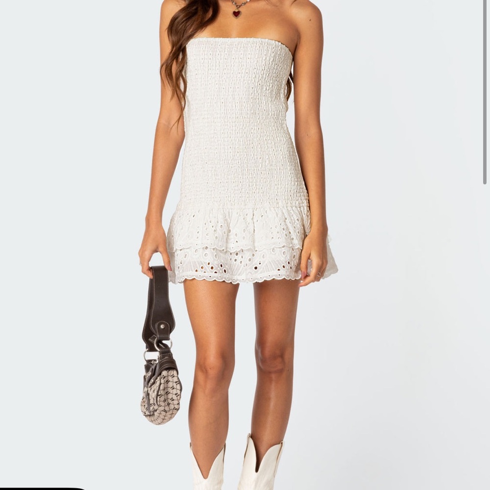 Livia Lacey Cotton Scrunch Mini Dress